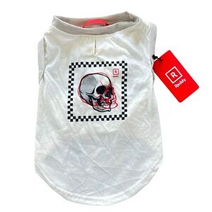 Reddy Skull Dog T Shirt M Checkerboard White New Doggie Top Puppy Clothes Punk